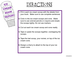 ICE Cream Book Report Template, Page 2