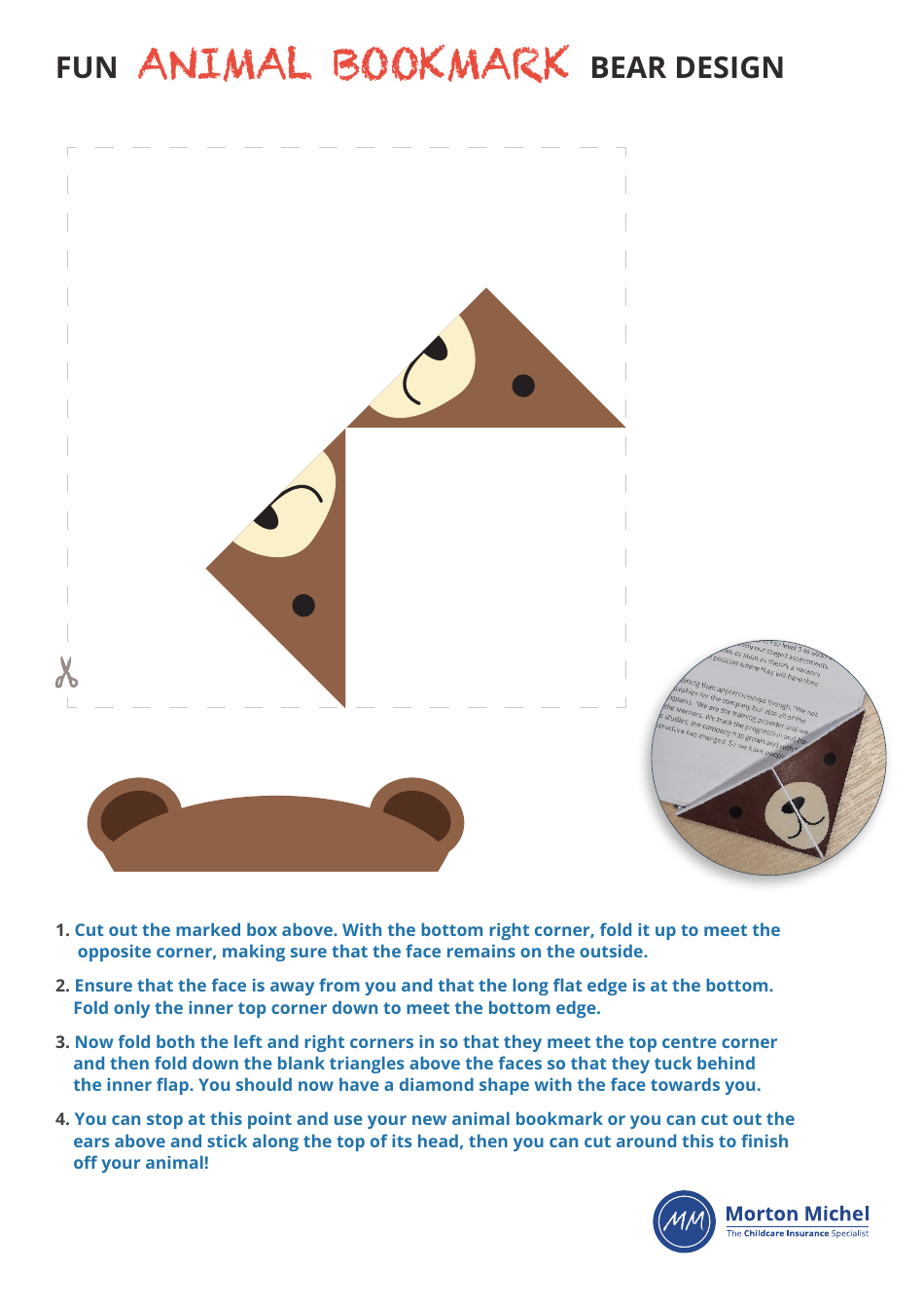 Cute and Posable Bear Bookmark Template