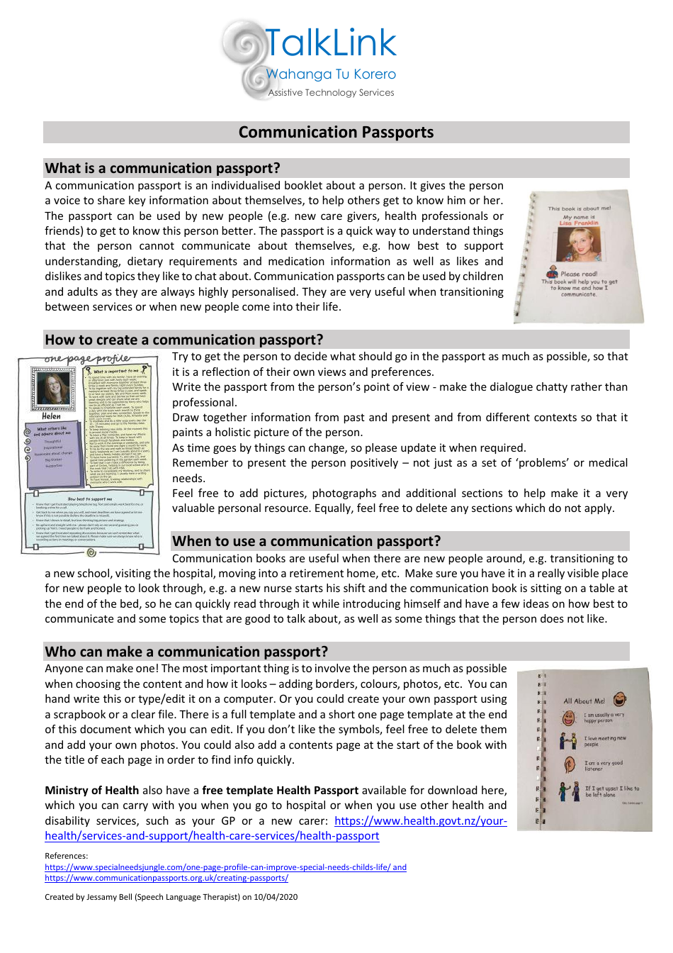 Communication Passport Template Download Printable PDF | Templateroller