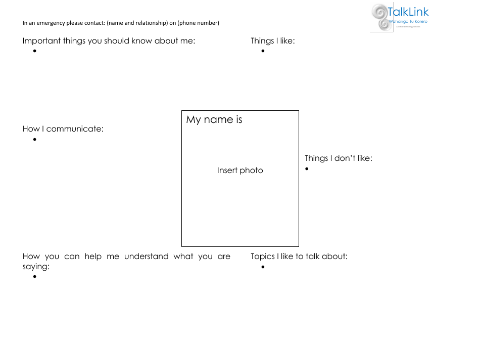 Communication Passport Template, Page 14
