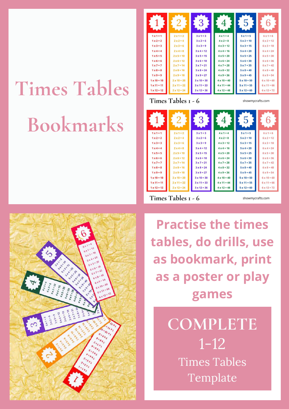 Times Tables Bookmark Templates Thumbnail