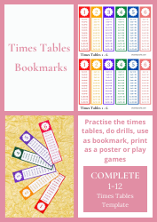 Document preview: Times Tables Bookmark Templates