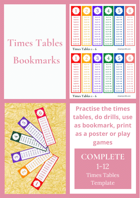 Times Tables Bookmark Templates Thumbnail