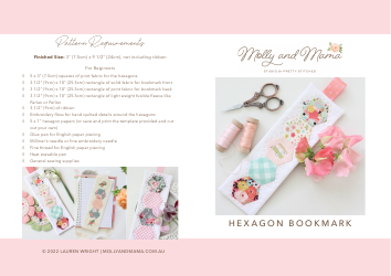 Document preview: Hexagon Bookmark Sewing Pattern Templates