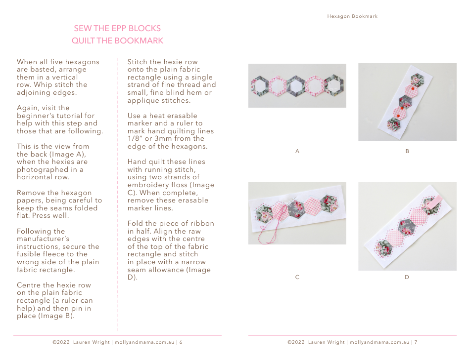 Hexagon Bookmark Sewing Pattern Templates, Page 4