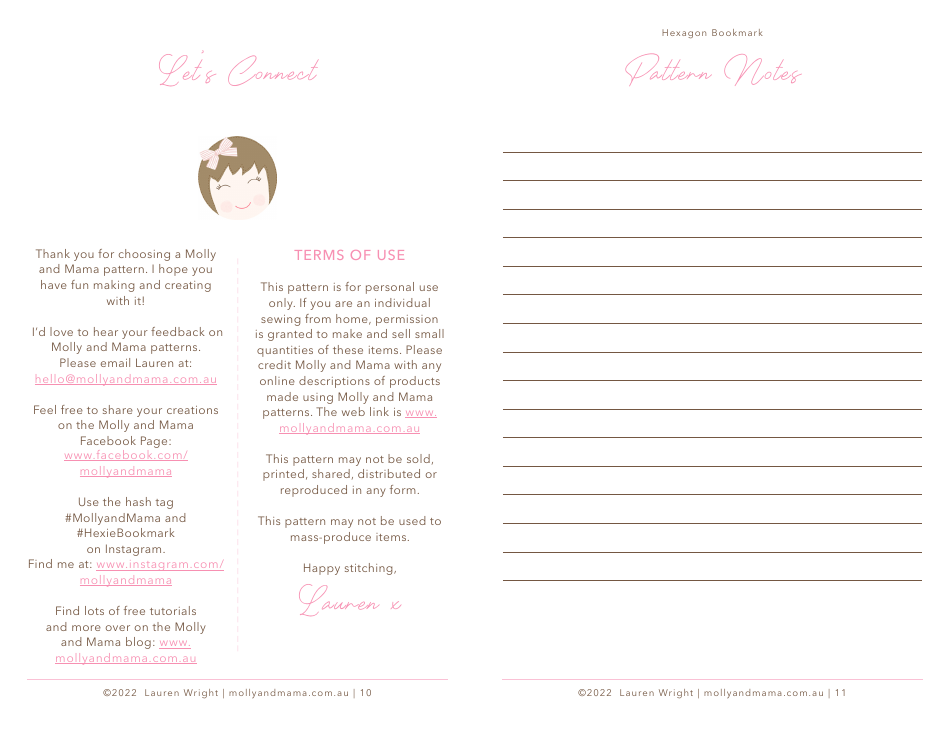 Hexagon Bookmark Sewing Pattern Templates, Page 6