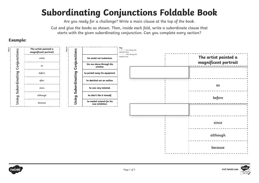 Subordinating Conjunctions Foldable Book