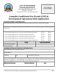 Document preview: Cannabis Conditional Use Permit (Cup) & Development Agreement (DA) Application - City of Wildomar, California
