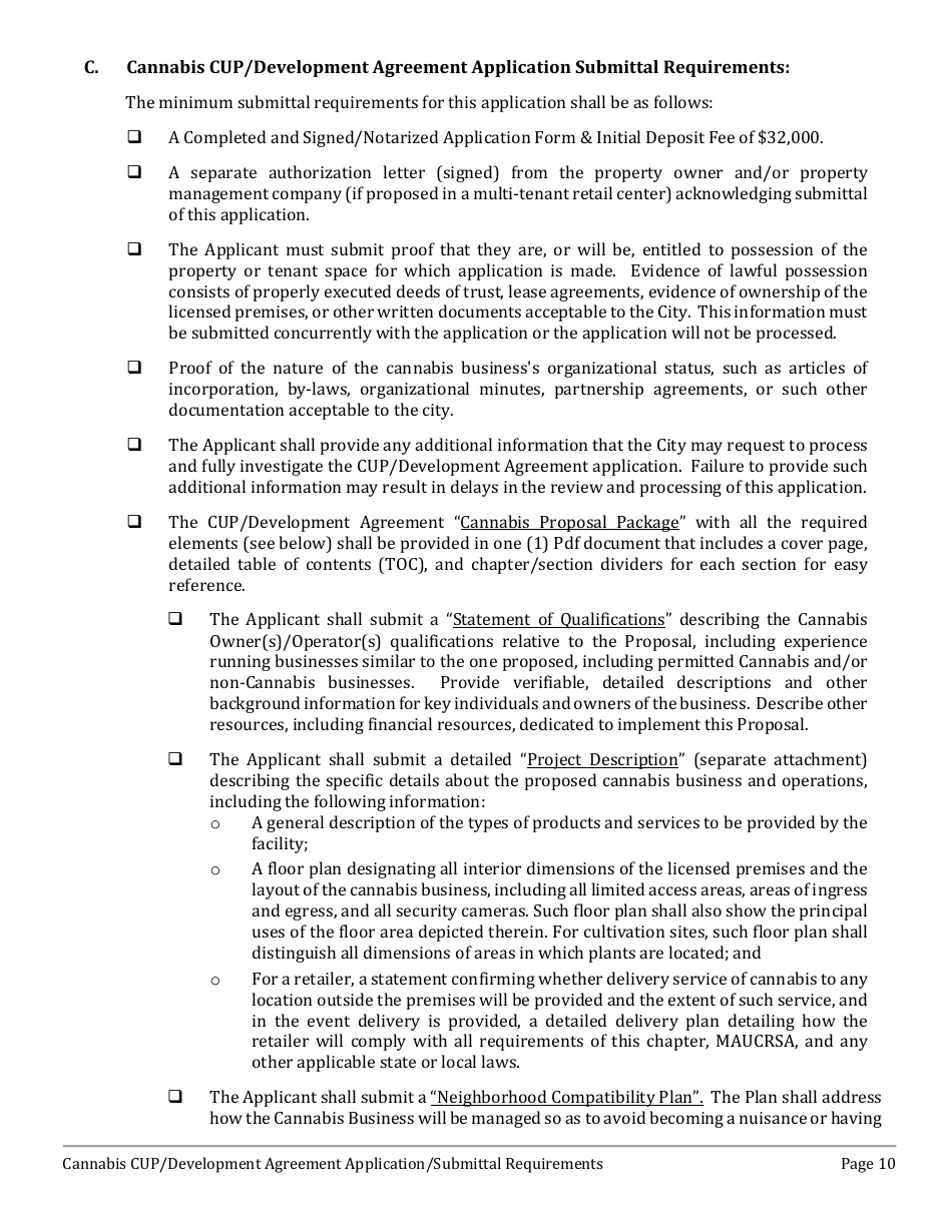 Cannabis Conditional Use Permit (Cup)  Development Agreement (DA) Application - City of Wildomar, California, Page 10