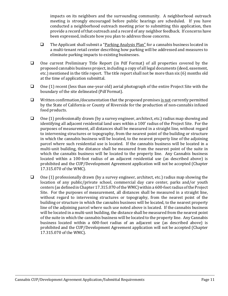 Cannabis Conditional Use Permit (Cup)  Development Agreement (DA) Application - City of Wildomar, California, Page 11