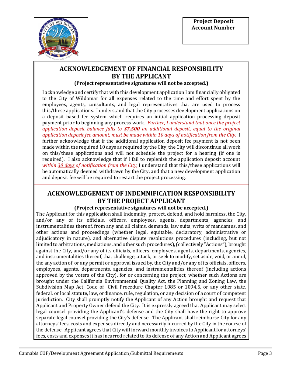 Cannabis Conditional Use Permit (Cup)  Development Agreement (DA) Application - City of Wildomar, California, Page 3