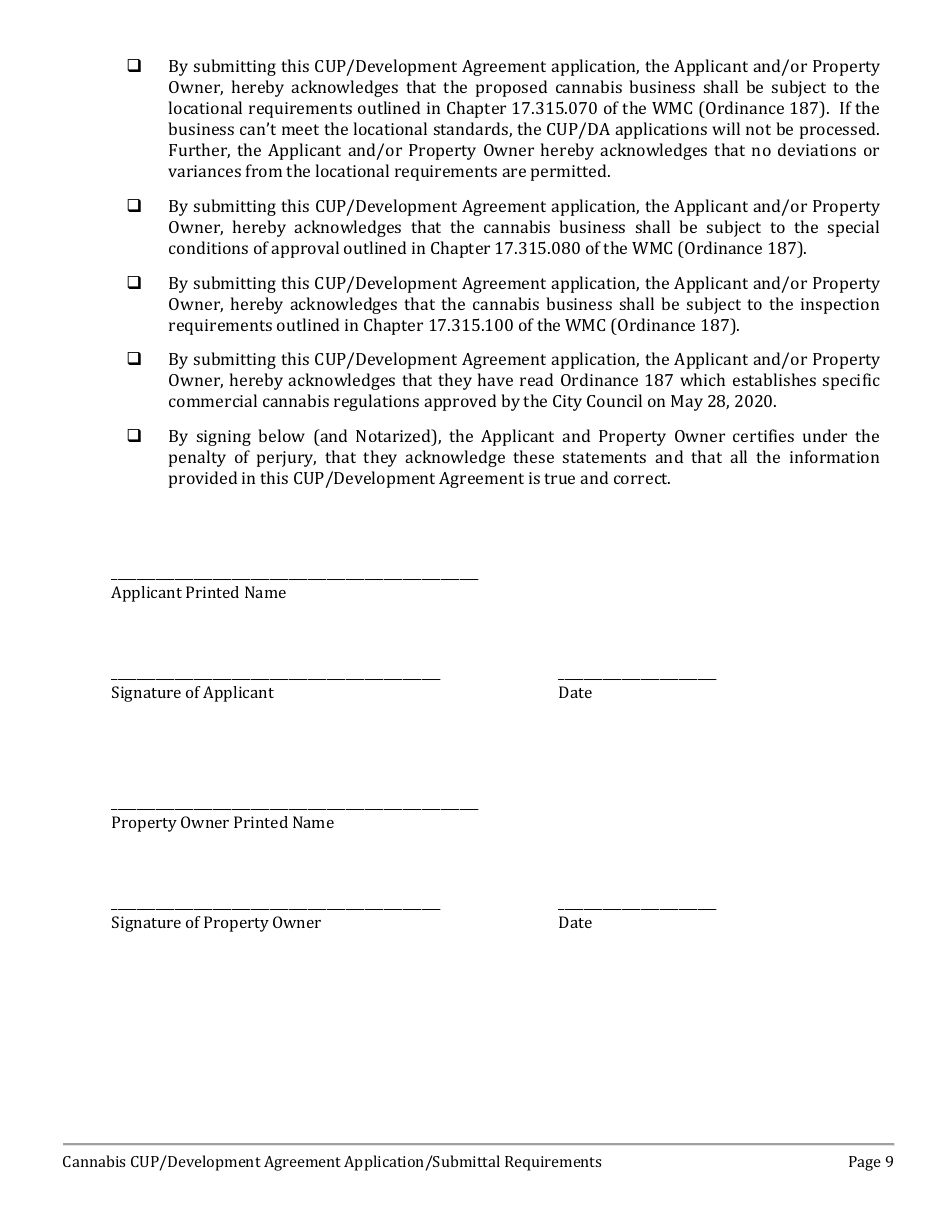Cannabis Conditional Use Permit (Cup)  Development Agreement (DA) Application - City of Wildomar, California, Page 9