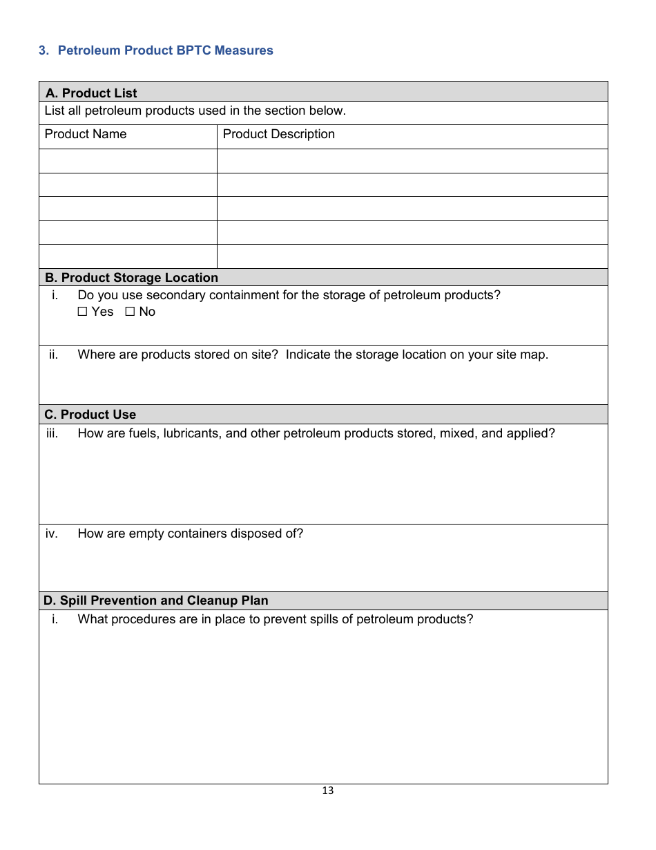 Central Coast Regional Water Quality Control Board Site Management Plan - Cannabis Regulatory Program - California, Page 13