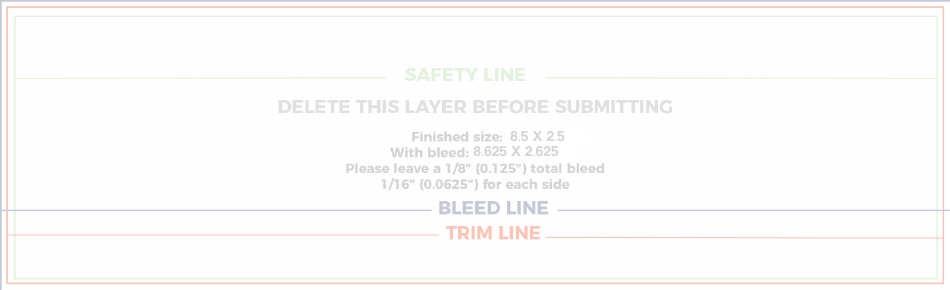 Preview of the 8.5 X 2.5 Bookmark Template