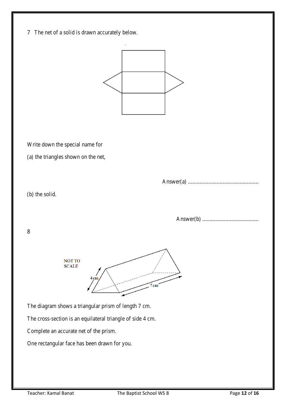 8th Grade Math Worksheet - 3d Shapes, Page 12
