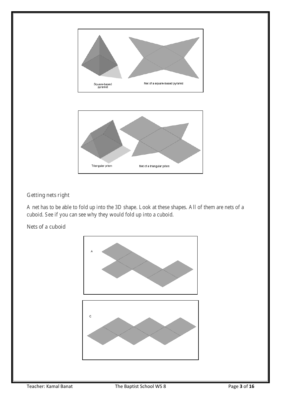 8th Grade Math Worksheet - 3d Shapes, Page 3