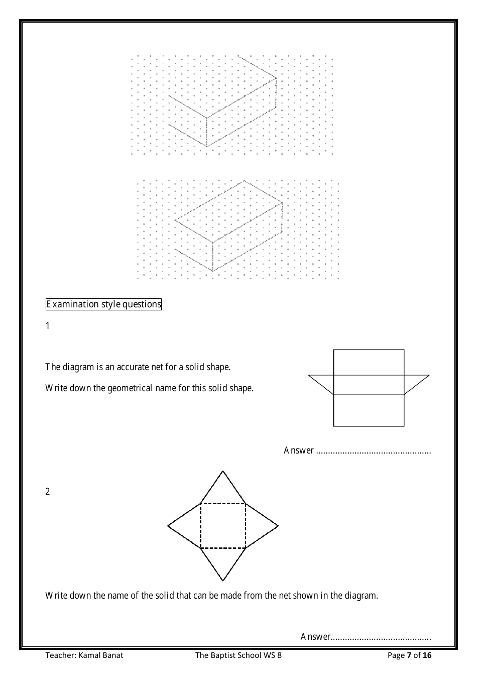 8th Grade Math Worksheet - 3d Shapes, Page 7