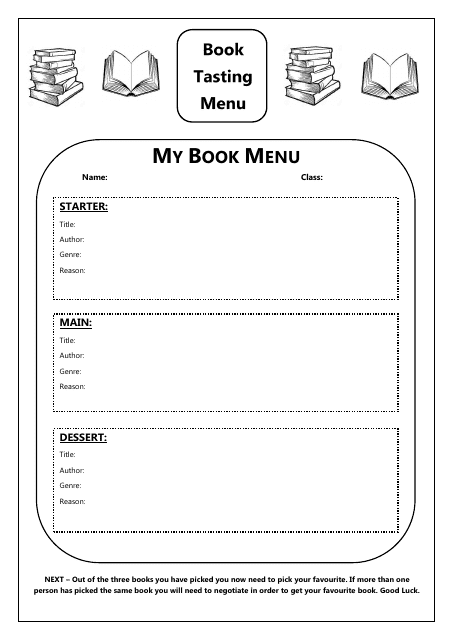 Book Menu Template