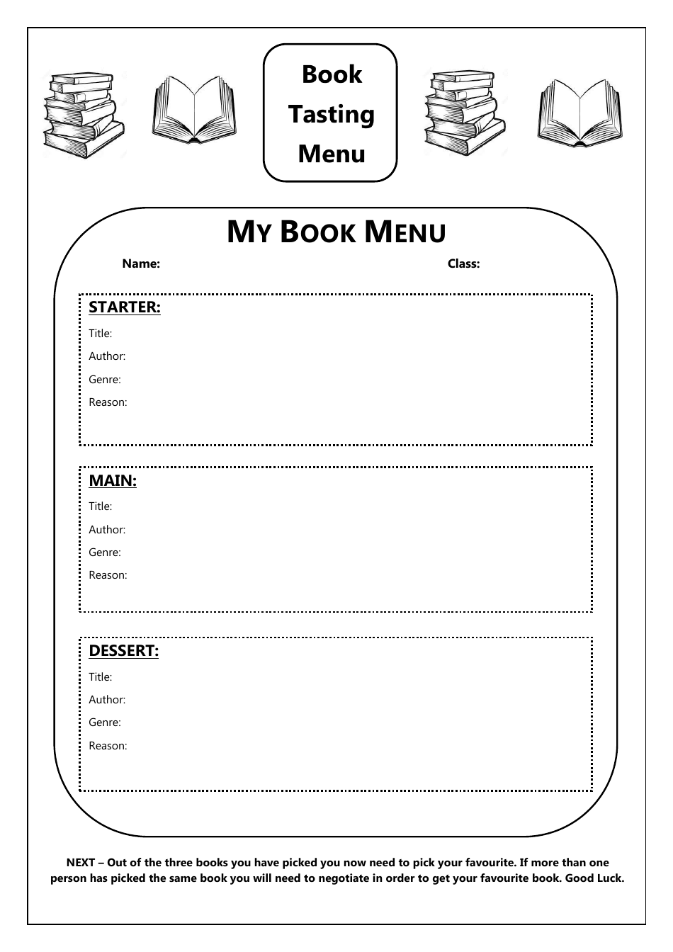 Book Menu Template