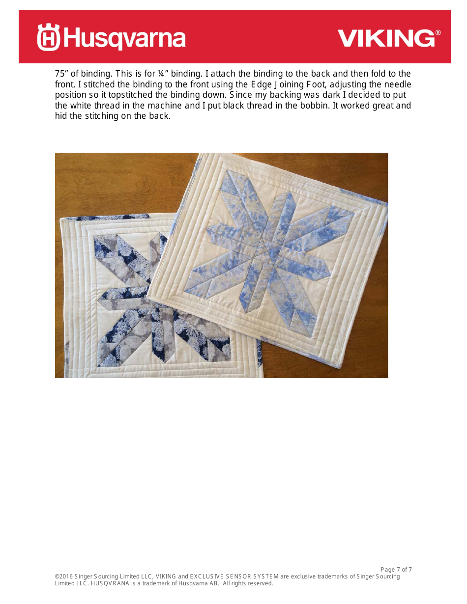 Snowflake Placemat Quilt Block Pattern, Page 7