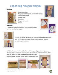 Document preview: Paper Bag Platypus Hand Puppet Template