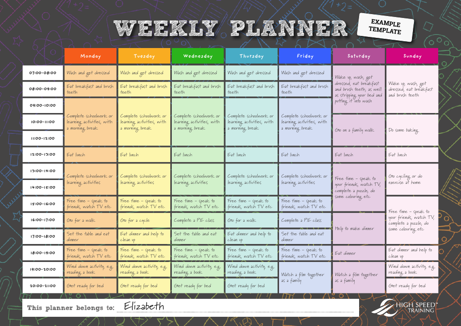 Black Weekly Planner Template