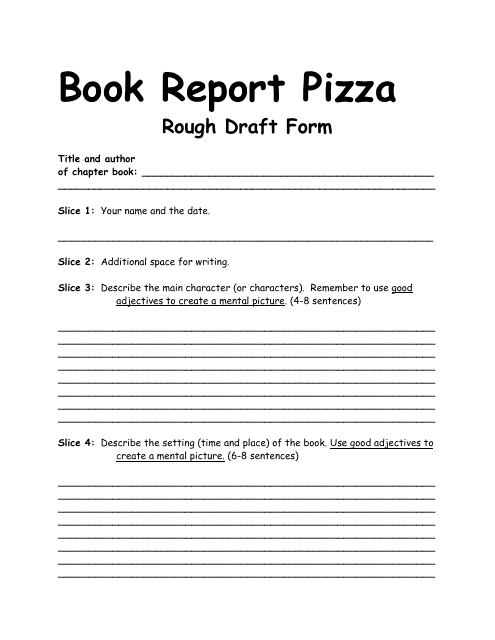 Book Report Pizza Draft Form