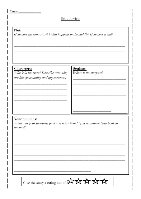 Book Review Template - Dashed