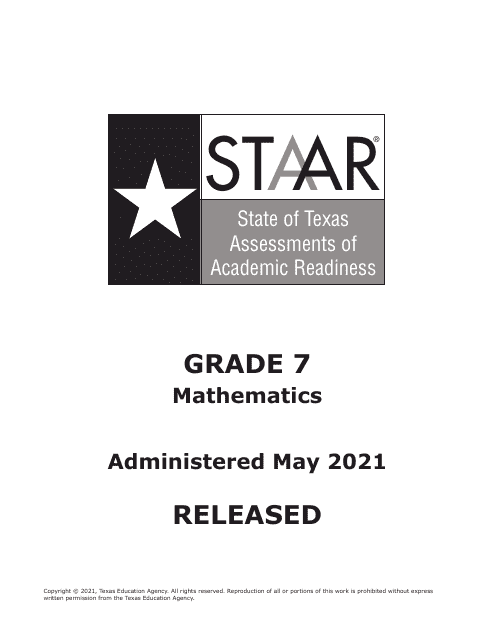 May 2021 Staar Grade 7 Mathematics Reference Materials - Texas