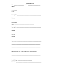 Bookmark Book Report Template, Page 2