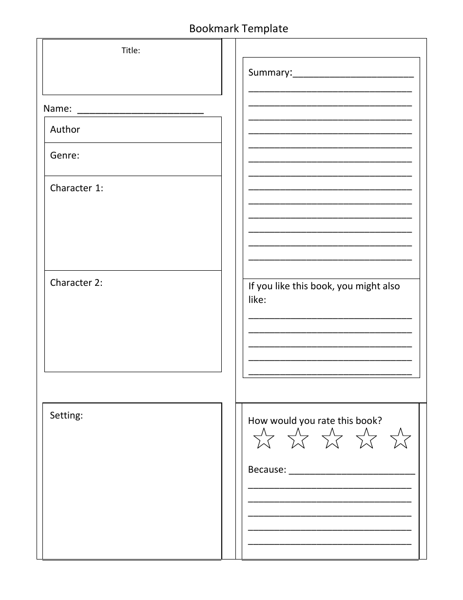 Bookmark Book Report Template, Page 3