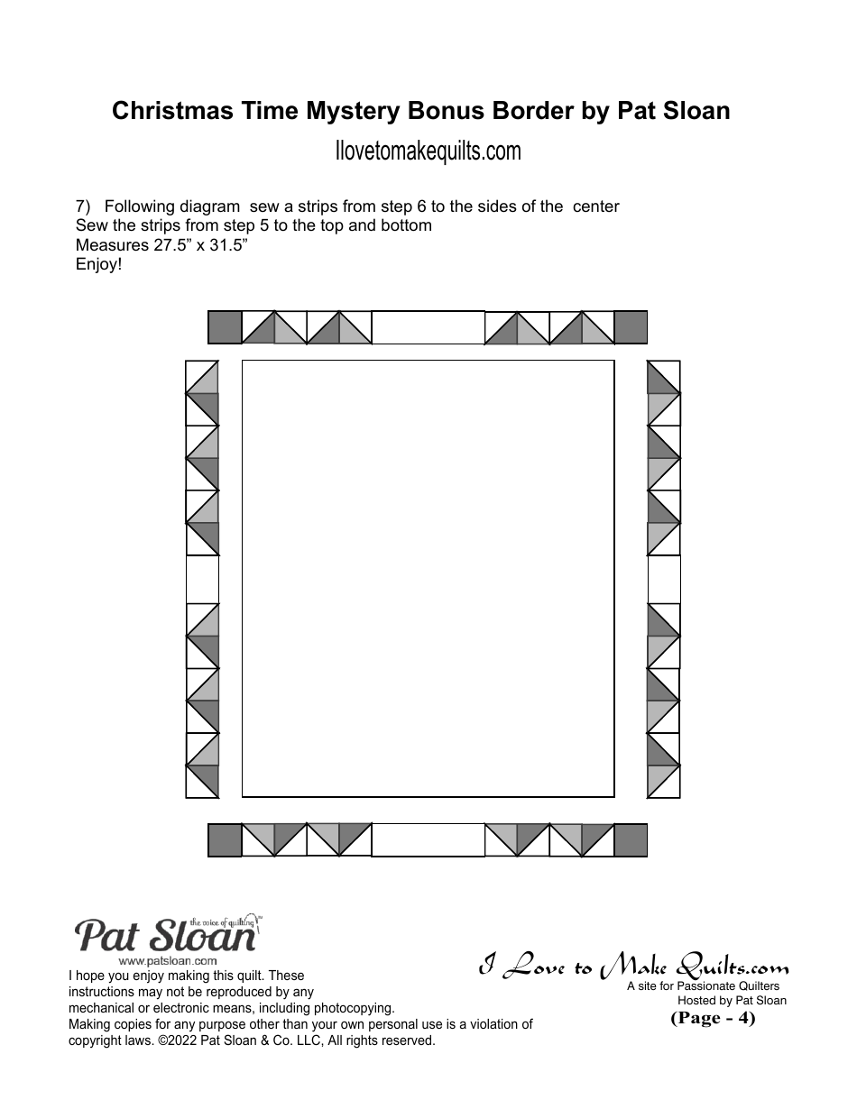 Christmas Time Mystery Quilt Pattern Border Templates - Pat Sloan  Co., Page 4