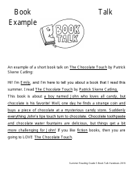 Summer Reading Grade 3 Book Talk Template, Page 3