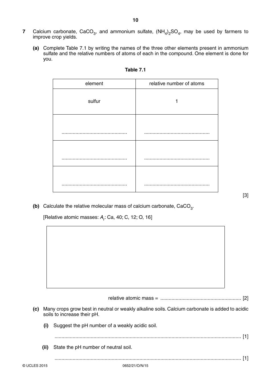 Cambridge International Examinations: Physical Science Paper 2 (Core), Page 10