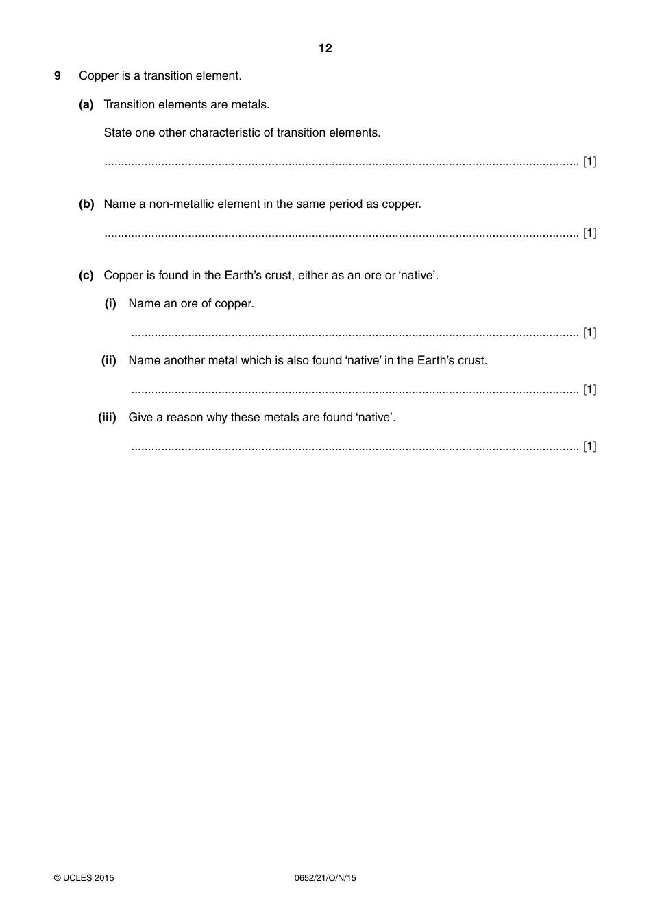 Cambridge International Examinations: Physical Science Paper 2 (Core), Page 12