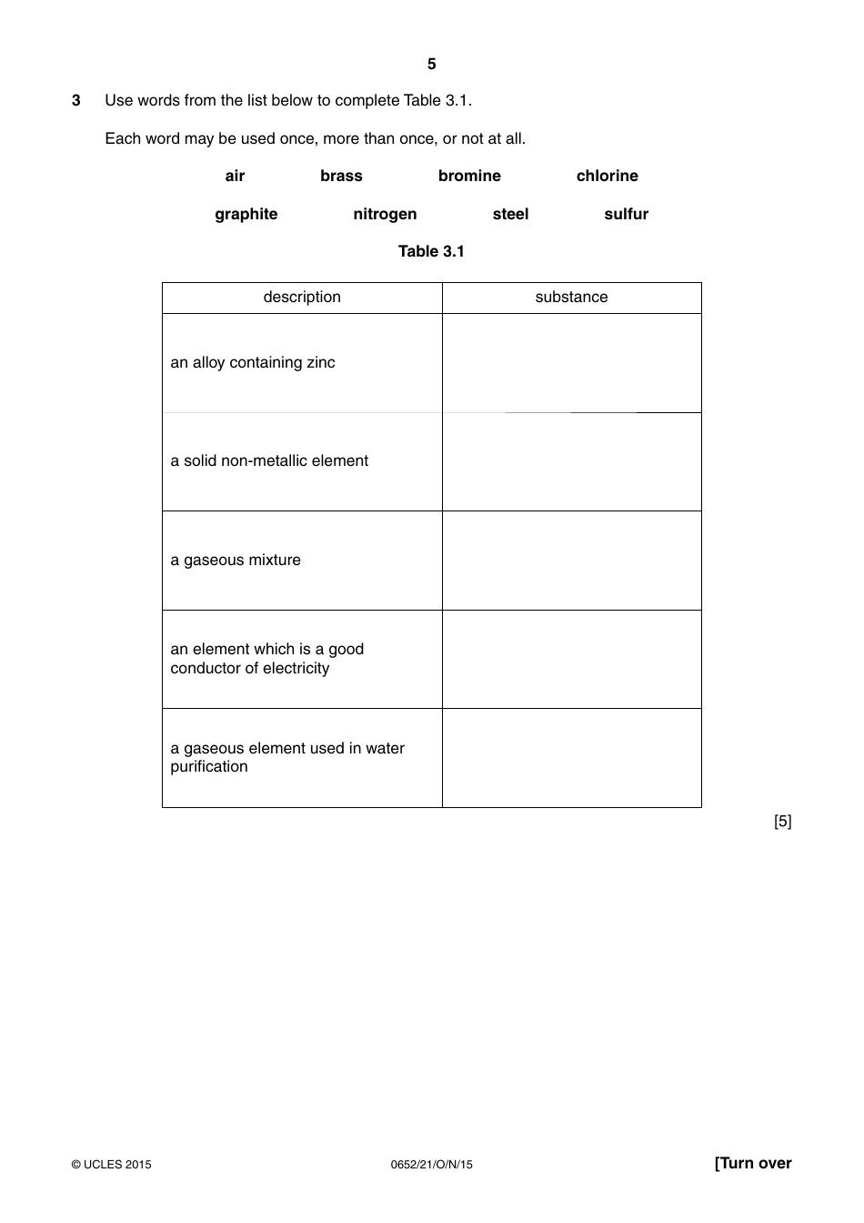 Cambridge International Examinations: Physical Science Paper 2 (Core), Page 5