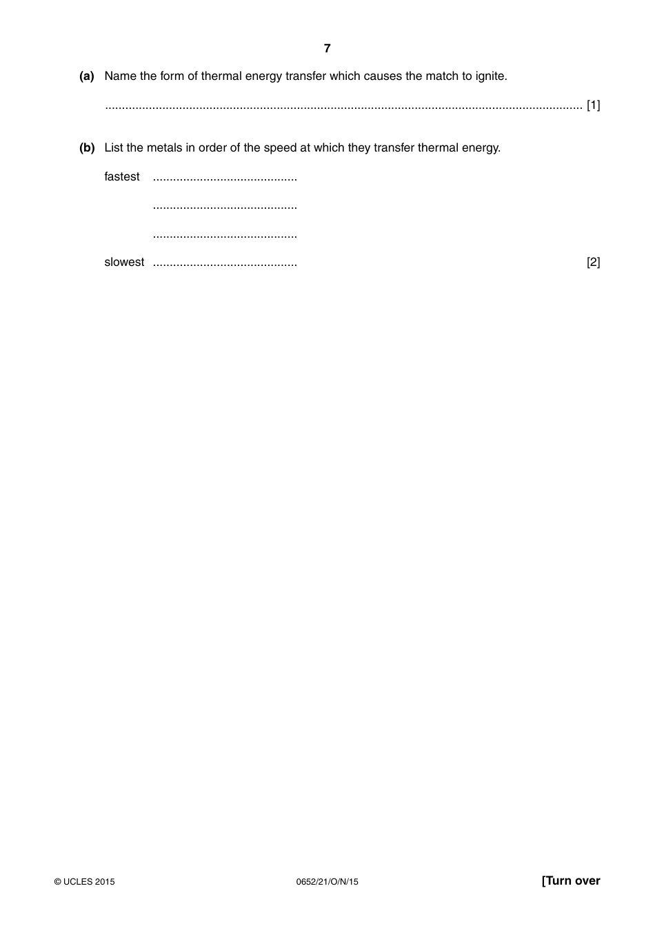 Cambridge International Examinations: Physical Science Paper 2 (Core), Page 7