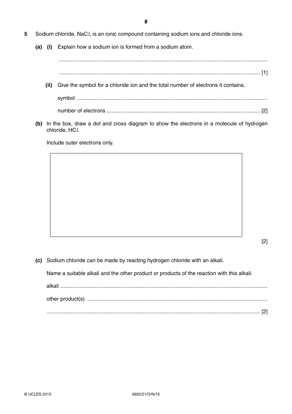 Cambridge International Examinations: Physical Science Paper 2 (Core), Page 8
