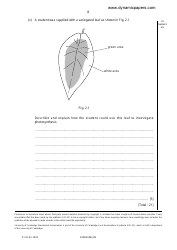 University of Cambridge International Examinations: Biology Paper 3 Practical Test, Page 8