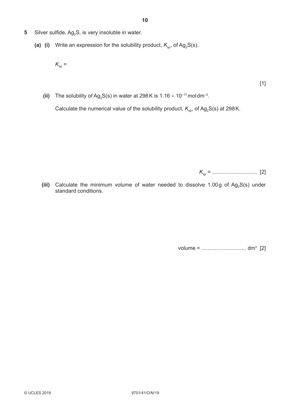 Cambridge Assessment International Education: Chemistry Paper 4 a Level Structured Questions, Page 10