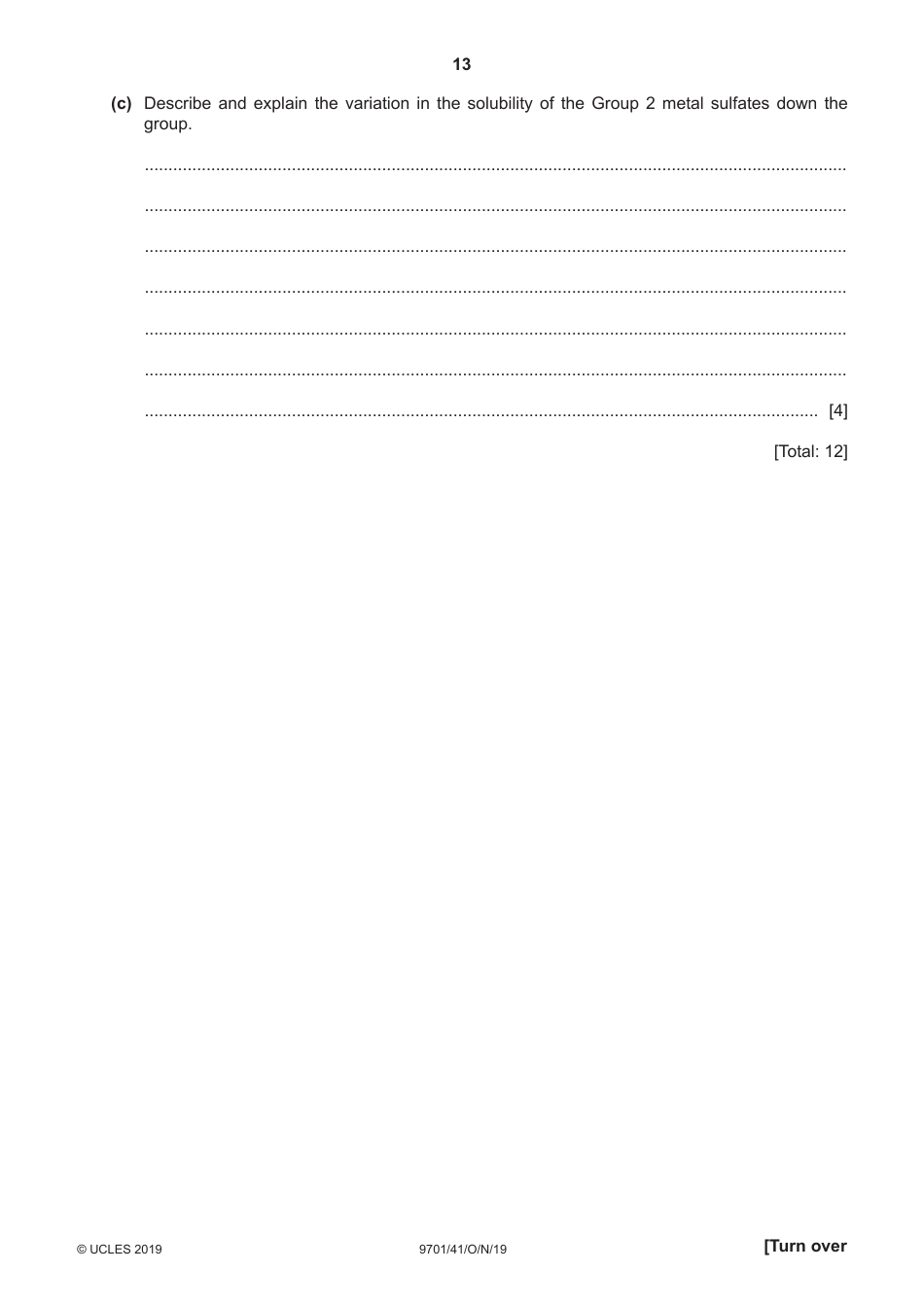 Cambridge Assessment International Education: Chemistry Paper 4 a Level Structured Questions, Page 13