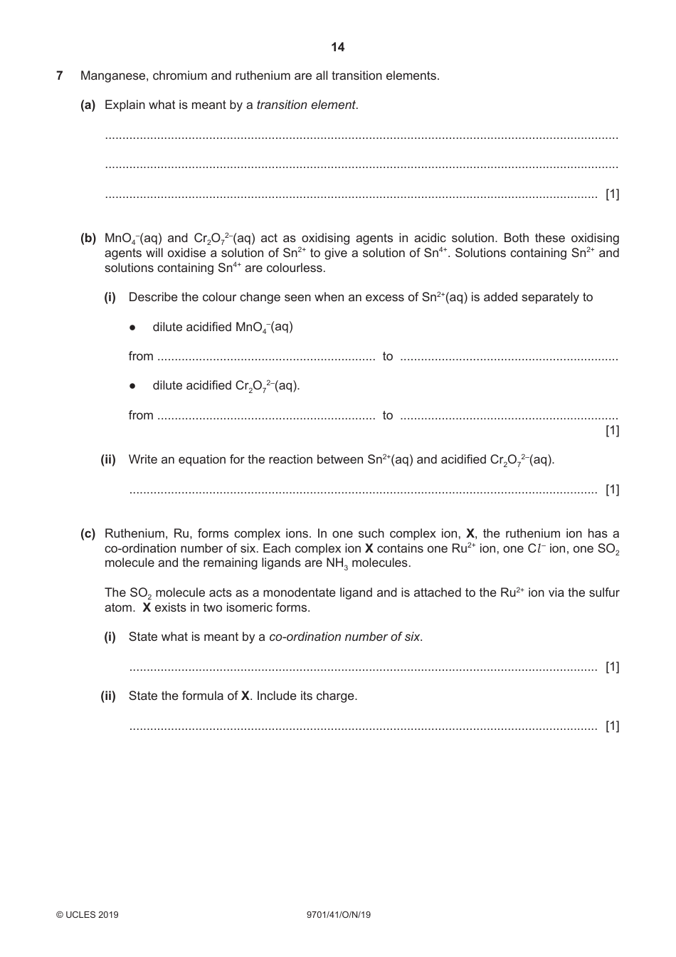 Cambridge Assessment International Education: Chemistry Paper 4 a Level Structured Questions, Page 14