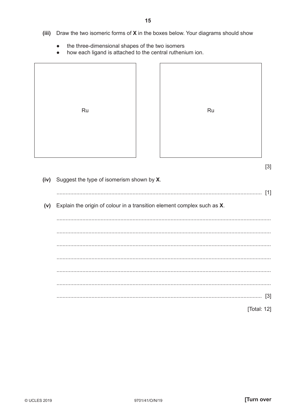 Cambridge Assessment International Education: Chemistry Paper 4 a Level Structured Questions, Page 15