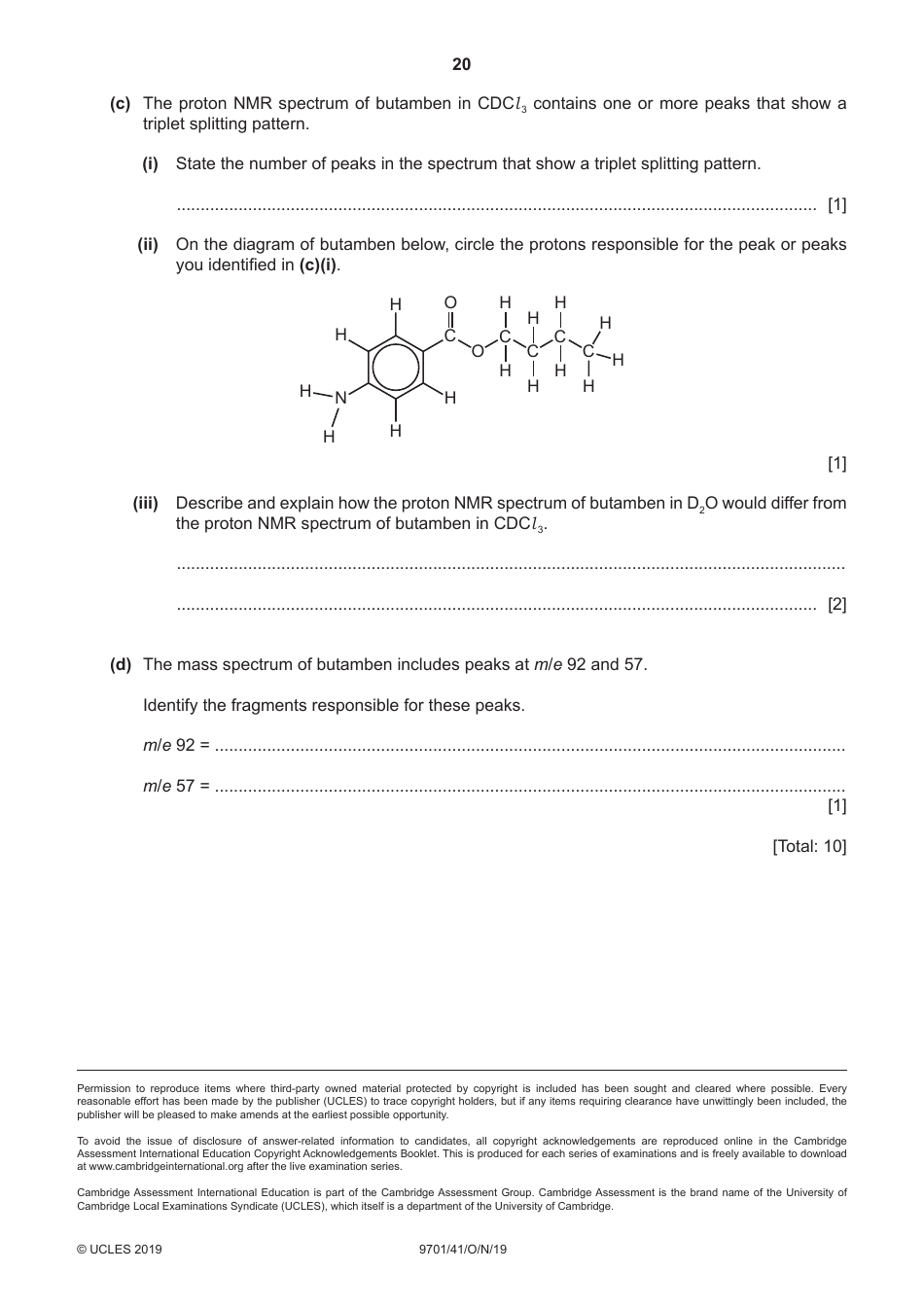 Cambridge Assessment International Education: Chemistry Paper 4 a Level Structured Questions, Page 20