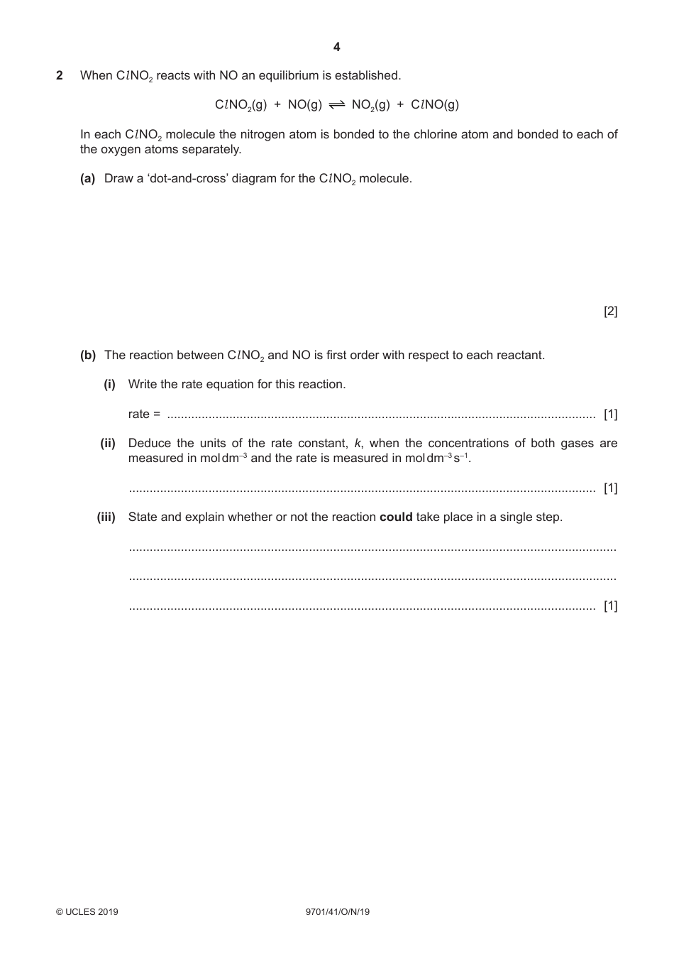Cambridge Assessment International Education: Chemistry Paper 4 a Level Structured Questions, Page 4
