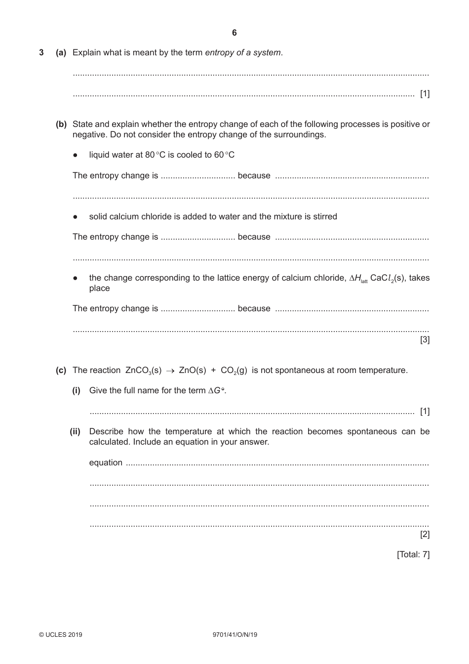 Cambridge Assessment International Education: Chemistry Paper 4 a Level Structured Questions, Page 6