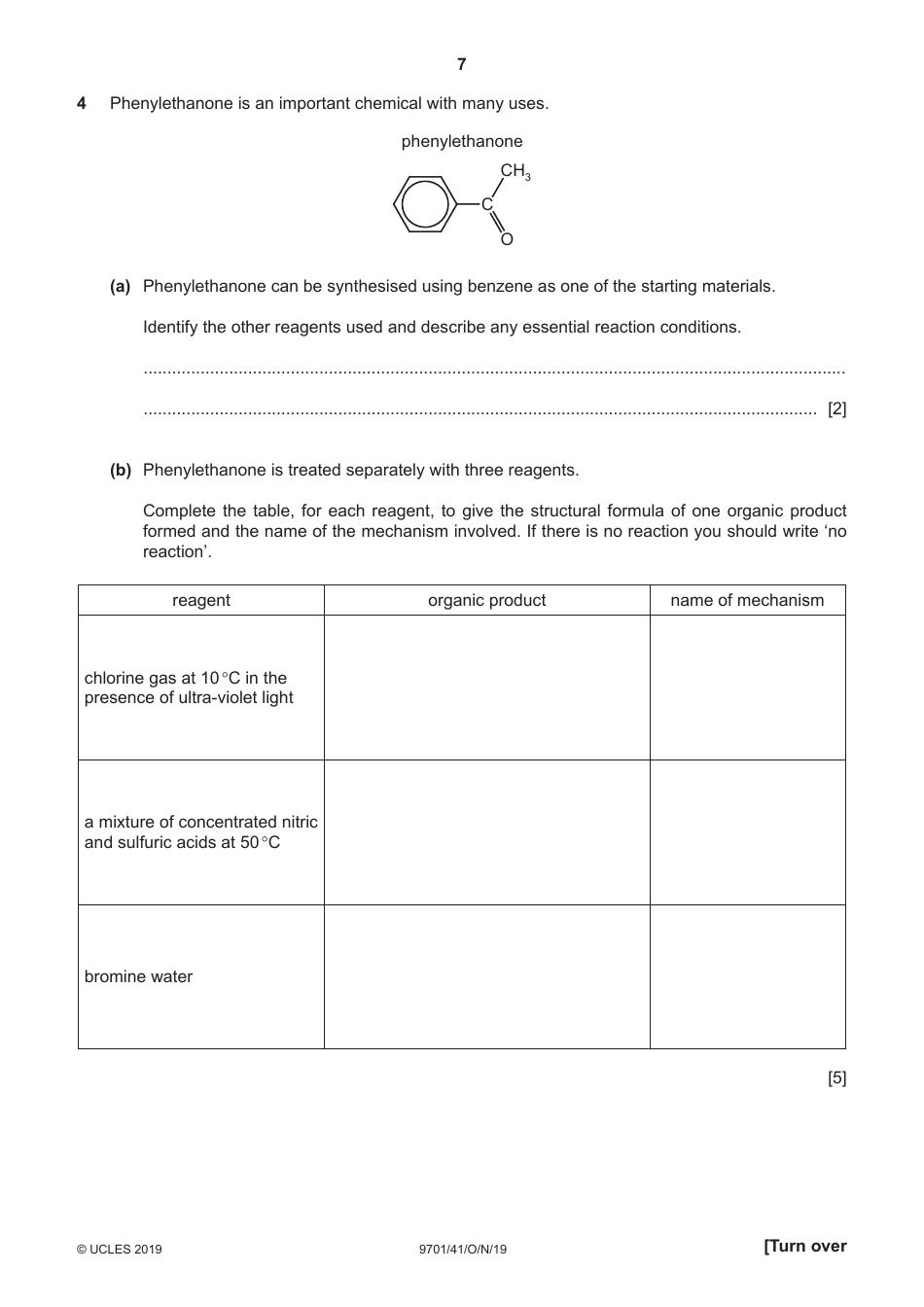 Cambridge Assessment International Education: Chemistry Paper 4 a Level Structured Questions, Page 7