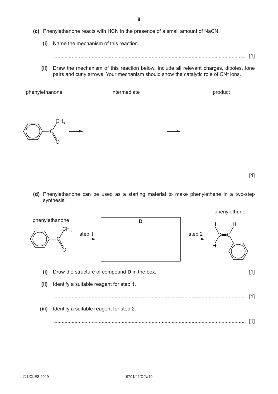 Cambridge Assessment International Education: Chemistry Paper 4 a Level Structured Questions, Page 8