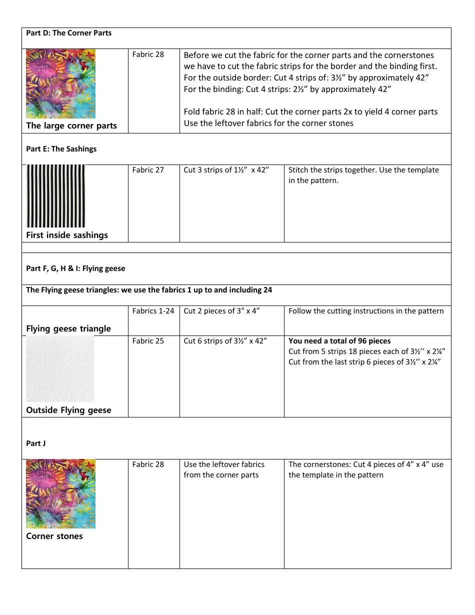 Sunflower Quilt Pattern, Page 4