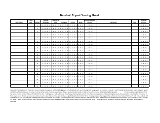 Document preview: Baseball Tryout Scoring Sheet Template